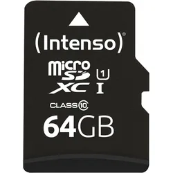 Intenso Premium MicroSDXC-Karte (64 GB, microSDXC, U1, UHS-I), Speicherkarte, Schwarz