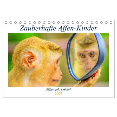 Zauberhafte Affenkinder. Süßer geht´s nicht! (Tischkalender 2027 DIN A5 quer), CALVENDO Monatskalender