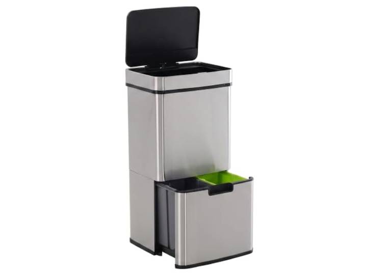 HOMCOM Mülleimer mit Sensor Automatischer 47L + 2 x 12,5L für Küche Silber