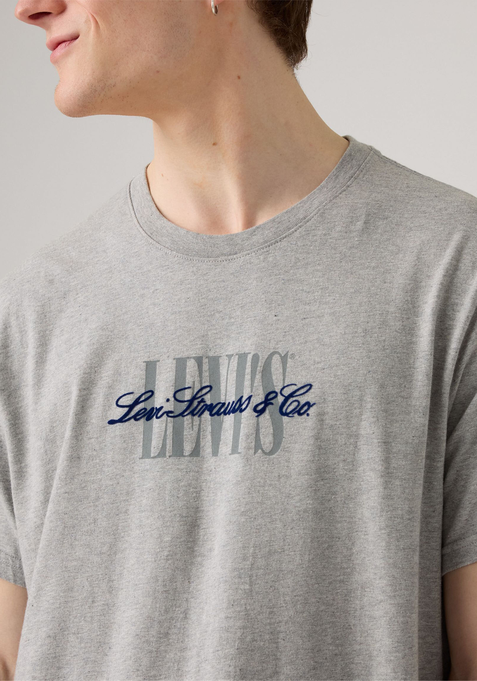 T-Shirt LEVI'S "RELAXED FIT TEE", Herren, Gr. L, grau (0pen finish tbd 4), Jersey, Obermaterial: 100% Baumwolle, relaxed fit taillenbedeckt, Rundhals, gerader Abschluss, Shirts T-Shirt, mit Logoschriftzug 0pen finish tbd 4 L