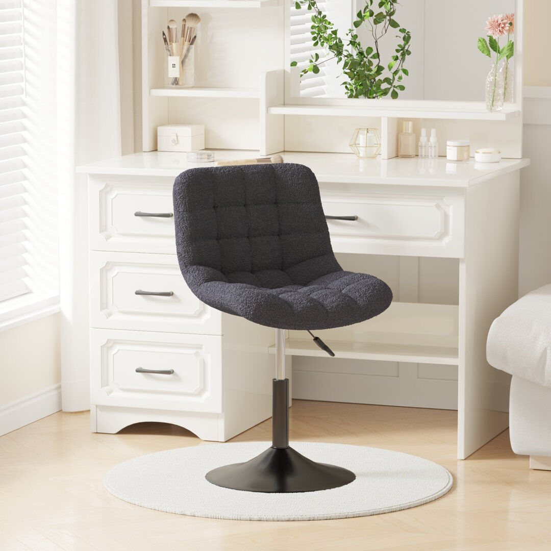 Canora Grey Swivel Upholstered Boucle Adjustable Height Bar Stool Grey 44cm W X 45cm D