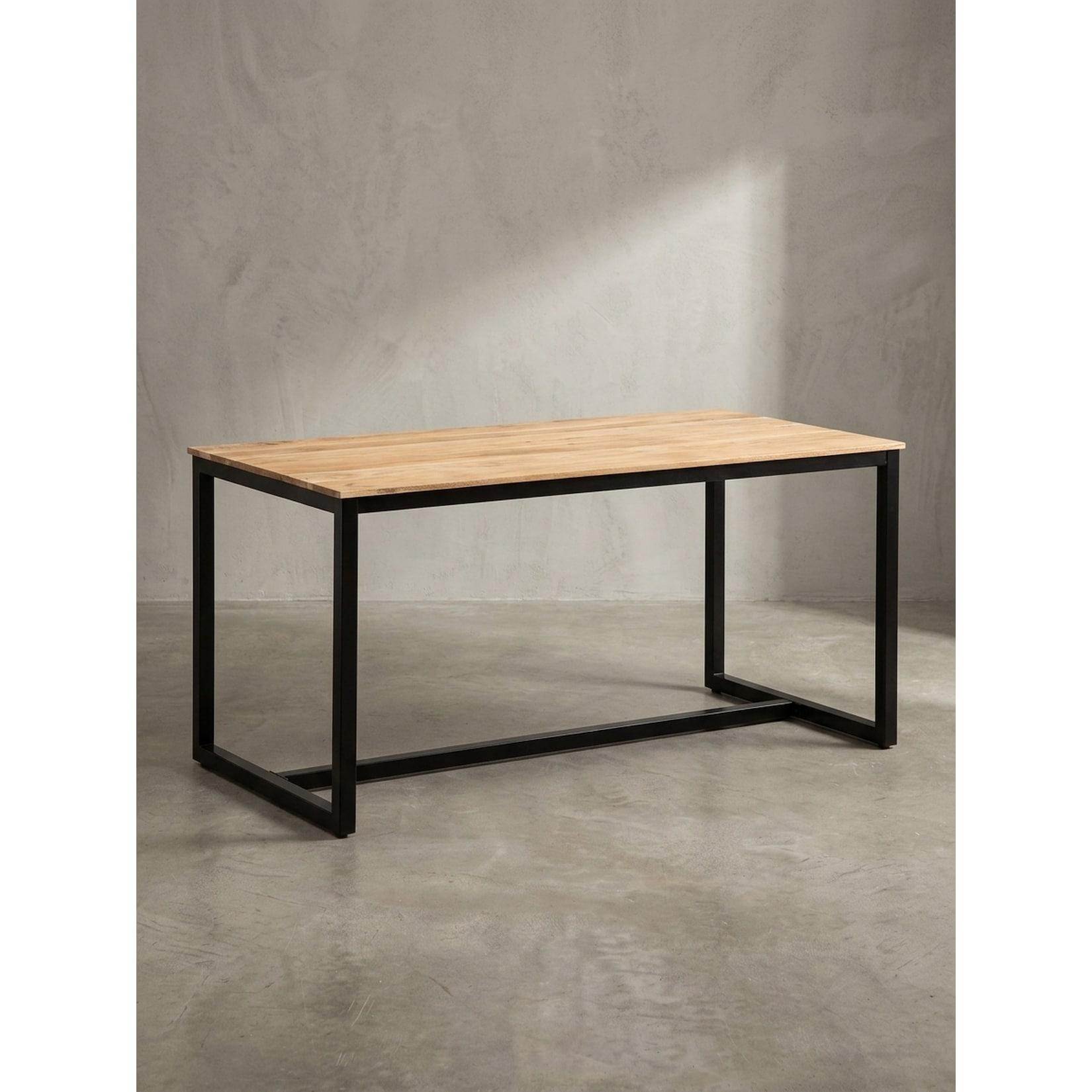 Esstisch Massivholz Metall Rechteckig Loft-Stil, Akazie 160x80x76 cm