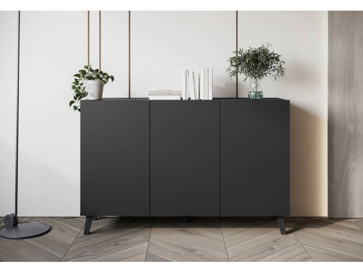 Sideboard HOME AFFAIRE SIDEBOARD PHUKET II, Stilvolle, grifflose Kommode, Breite 120cm , schwarz (graphite schwarz matt), B:120cm H:39cm T:39cm, Sideboards, Sideboard, Mit 6 Fächern und höhenverstellbaren Einlegeböden