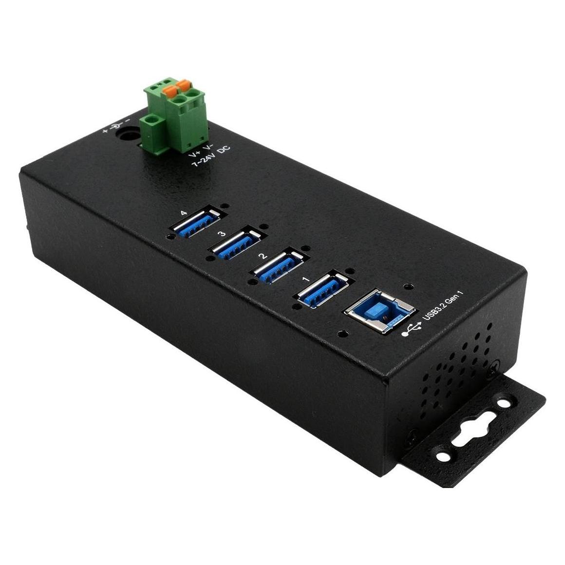 Exsys GmbH Managed 4-Port USB 3.2 Gen 1 Metall HUB mit 15KV ESD Überspannungsschutz, A-Buchsen, unterstütz (USB-B, 4 Ports) (EX-1505HMVS)
