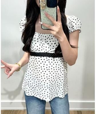 Lush Living Finds Floral Lace Up Backless Top Vintage Square Neck Summer Blouse For Women white l