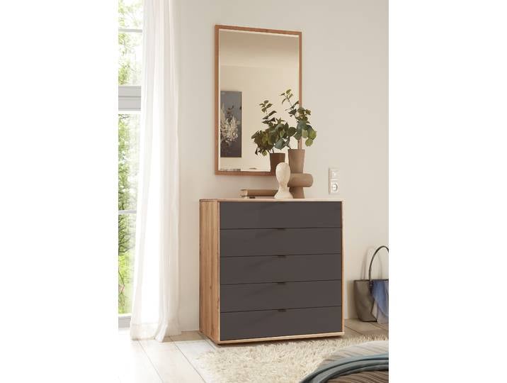 Kommode mit 5 Schubladen 80cm Braun/Mokka Eiche