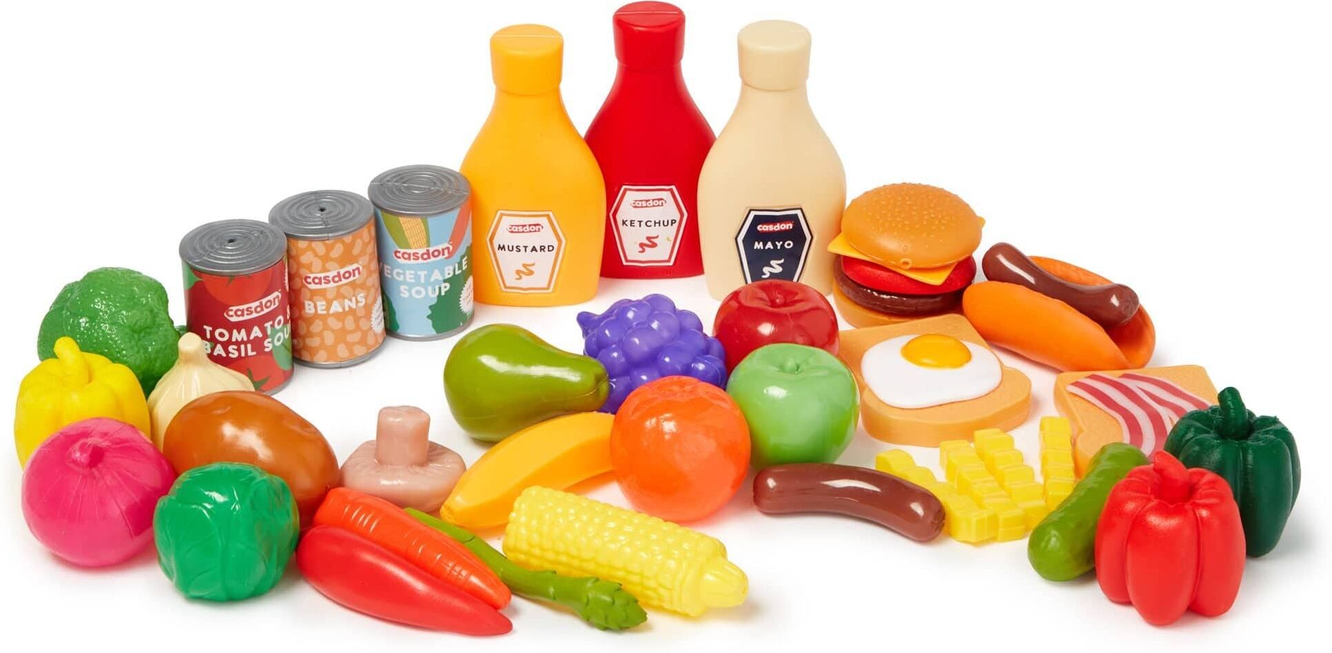 Casdon 44-Piece Play Food Set for Kids - Play Kitchen Accessories - Ages 3 and Up