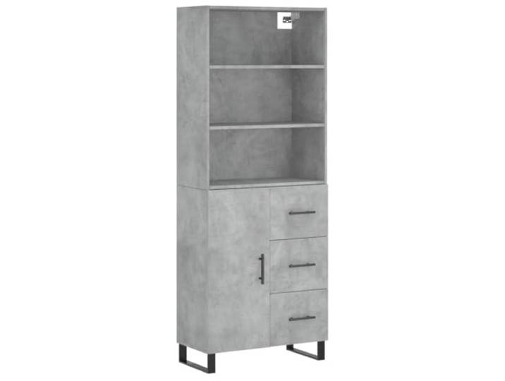 KGFHERENB Highboard Betongrau 69,5x34x180 cm Holzwerkstoff Schrank Eleganter Mehrzweckschrank mit stabilen Eisenbeinen und Tueren fuer stilvollen Stauraum im Wohnzimmer oder Flur.