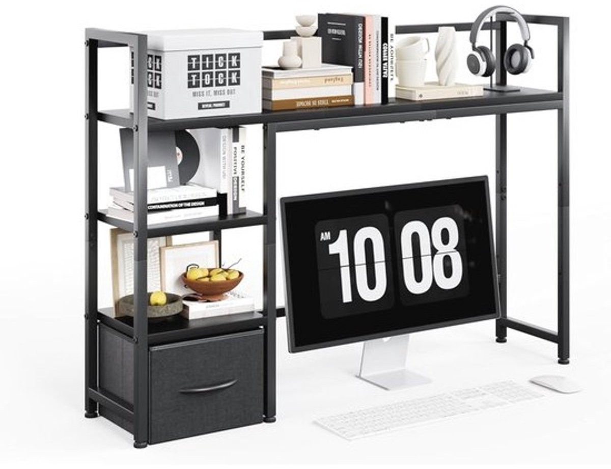 Zwart bureau voor computer en boeken