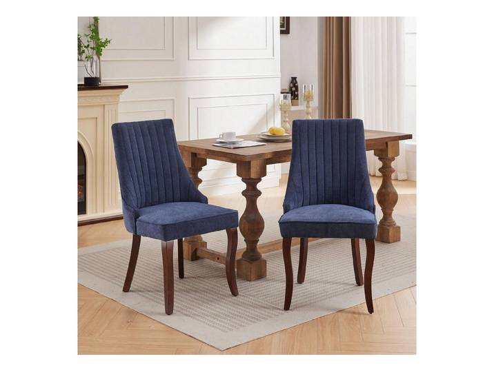 LuxusKollektion Esszimmerstuhl Esszimmerstühle 2er Set Massivholzbeine 150kg blau 2er set Blau A