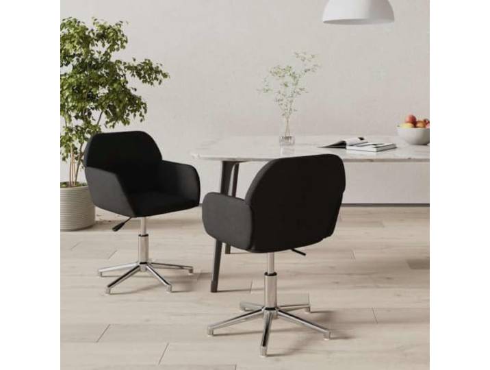 KGHFDVB Esszimmerstühle 2 STK. Drehbar Schwarz Stoff mit Armlehne Metall und Sperrholzrahmen, 360 Grad drehbar, belastbar bis 110 kg, atmungsaktiv, langlebig