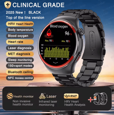 Inspire Curations Laser Health Monitoring Smartwatch With Blood Pressure Tracker & Bluetooth Call black Steel 2a