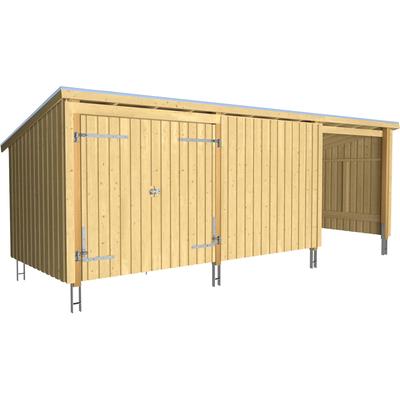 Gartenhaus PLUS "Multi", beige (natur), Holzwerkstoff, Gartenhäuser, Gartenhaus, Gartenhaus 14 m², Doppeltür und Wand, Dachpappe/Aluleisten/H-Füße