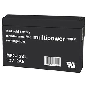 Multipower AGM-Batterie MP2-12SL, 12 V, 2 Ah, Faston 4,8 mm Anschluss