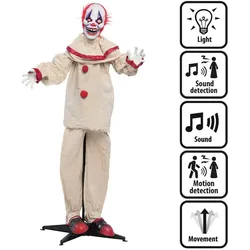 Boland Stehende Dekoration Gruseliger Clown animiert, Ton, Licht & Bewegung (1 Stk.)
