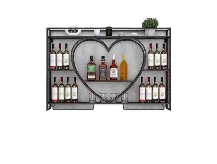 Lagerregal Weinregal Wandmontiertes Bar Weinkühler(Schwarz,Klein)