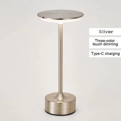 Uplifted Goods Tri Color Dimmable Glass Atmosphere Table Lamp silver