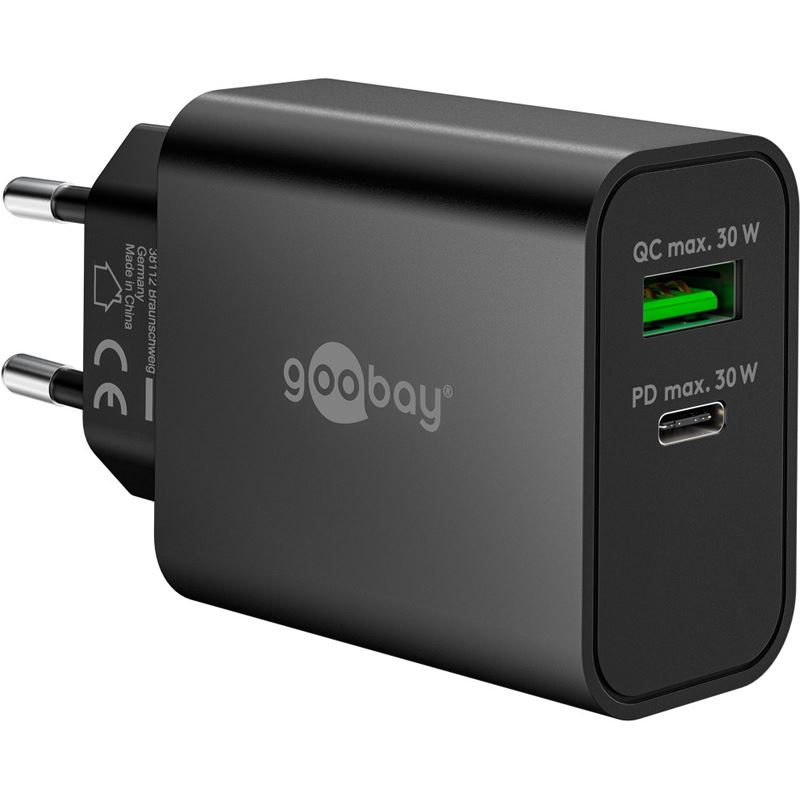 Goobay USB-C PD GaN Dual-Schnelladegerät 30 W (schwarz)