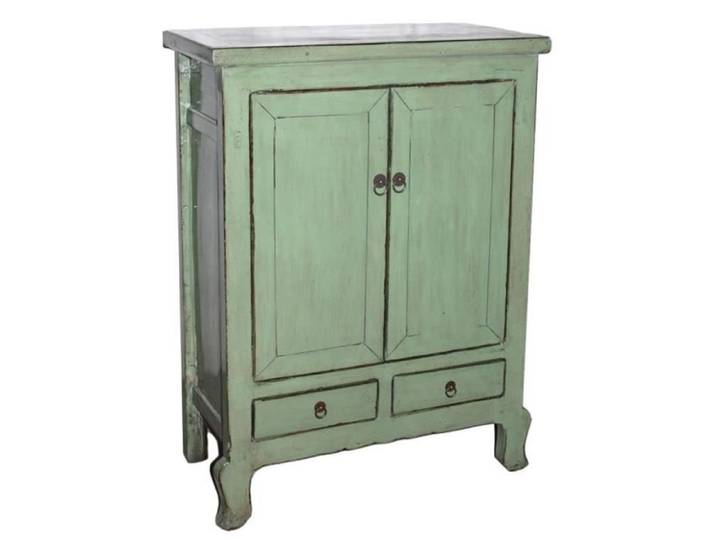 Armoire Chinoise Ancienne Fine Asianliving - Menthe Haute Brillance - L 85 x P 43 x H 115 cm