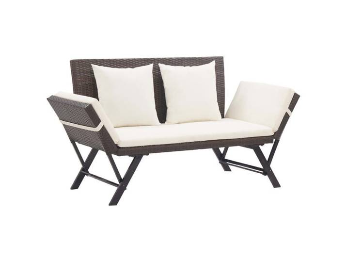 Brun Magnifique Banc de jardin - 2 PLACES - avec coussins 176cm Marron Résine tressée (130-176)x70x80cm - Banc Park CL2156075