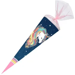 Neutral, Schultüte, Schultüte Einhorn Regenbogen blau/rosa (70 cm)