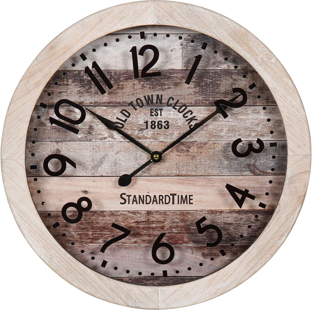 Ostaria Wandklok Old Town in Natuurlijk Hout, Diameter: 45 cm