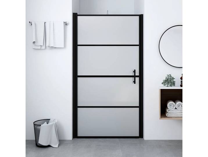 vidaXL Duschtür Mattes Hartglas 81x195 cm Schwarz