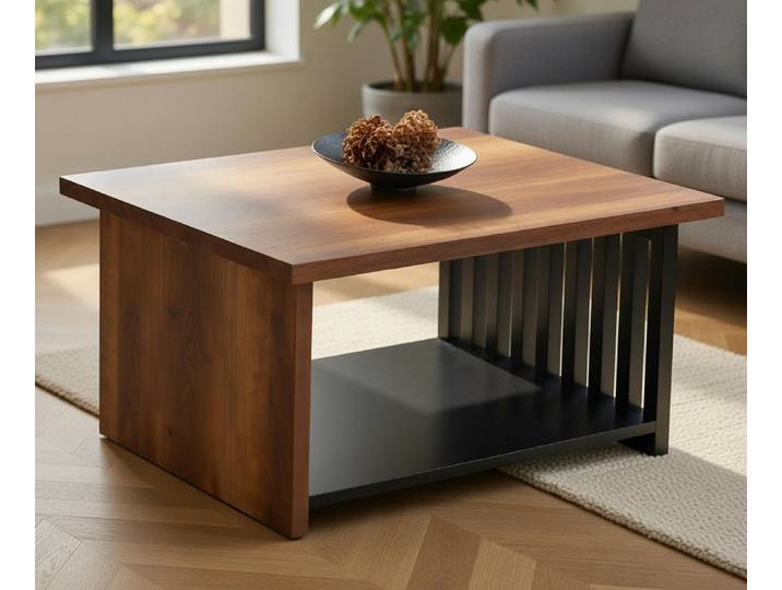 JVmoebel Couchtisch Couchtisch aus Holz und Metall mit offenem Regal, Made in Europa