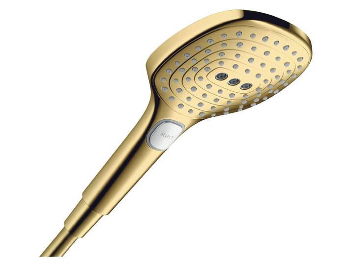 Douche de tête Hansgrohe Raindance Select E\, modèle 120\, 3 jets\, finition or poli