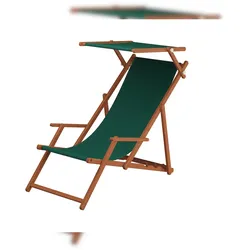 Erst-Holz Sonnenliege grün Liegestuhl Kissen Sonnendach Gartenliege Deckchair Holz Gartenmöbel 10-304SKD