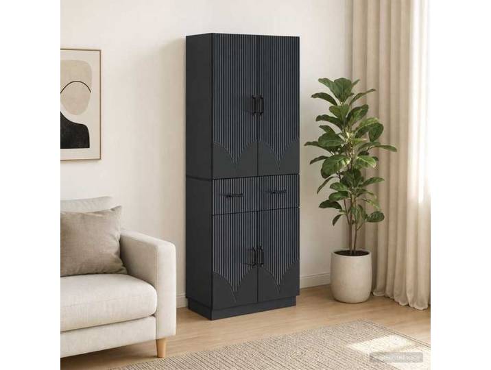 ELORAN®Ensemble de Meubles - 2 pcs - Noir - Bois d'ingénierie - Armoire de bain Moderne_00444801