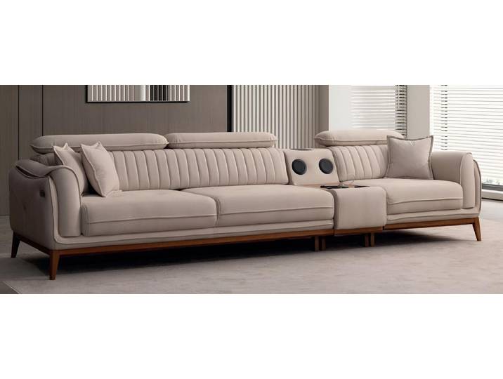JVmoebel 4-Sitzer Beiges Polstersofa mit Musikboxen und USB-Anschluss von JVMoebel, 1 Teile, Made in Europa
