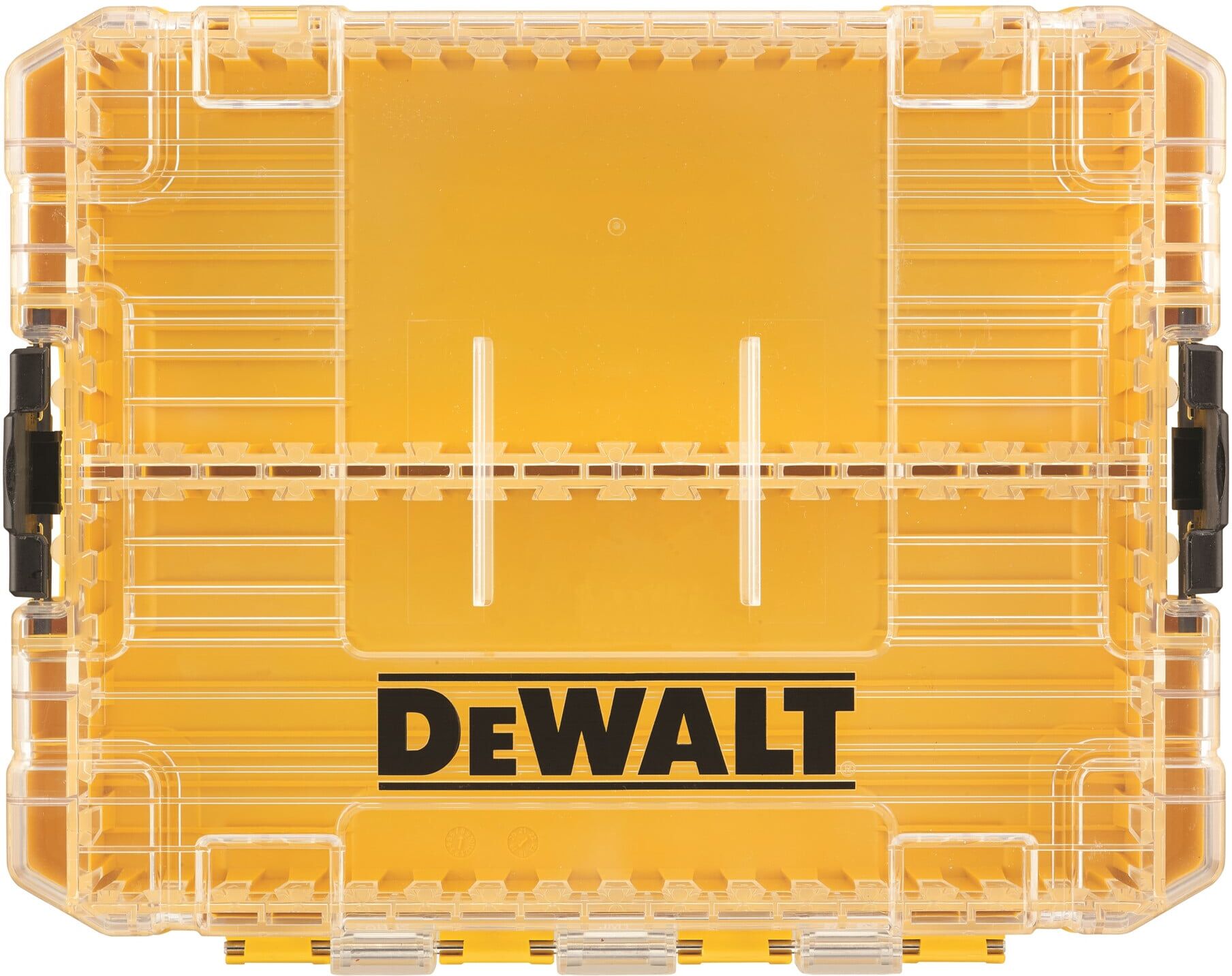 DEWALT DT70803-QZ TOUGHCASE Koffer aus Kunststoff, mittelgroß, inklusive Schüttboxen und Halterungen für Schrauberbits 25 mm und 57 mm, leer zum Nachfüllen)
