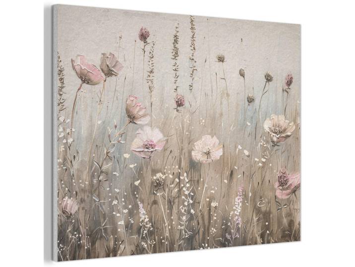 MuchoWow Akustikbild - Blumen - Rosa - Modern - Beige - 70x50, Kunststoff, Rechteckig, 70x50x0.9 cm, Wandverkleidung, Akustikpaneele