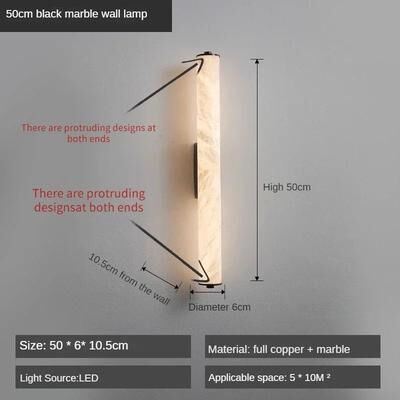Inspired Living Luxury Spanish Marble LED Wall Sconce Full Copper Modern Snowflake Design black 50cm