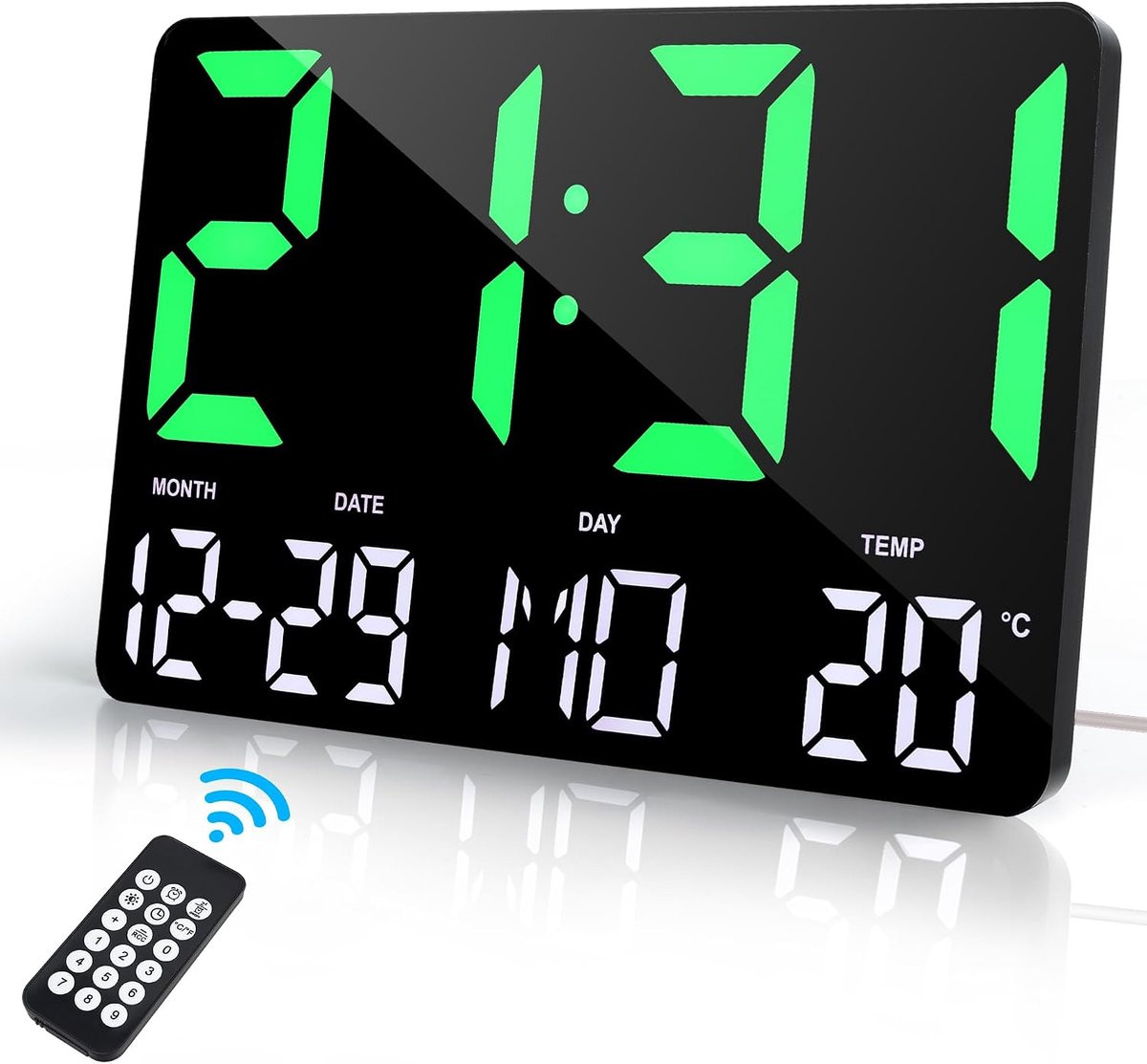 Bobypet Digitale Wekker met LED Display, 12 inch, Groen