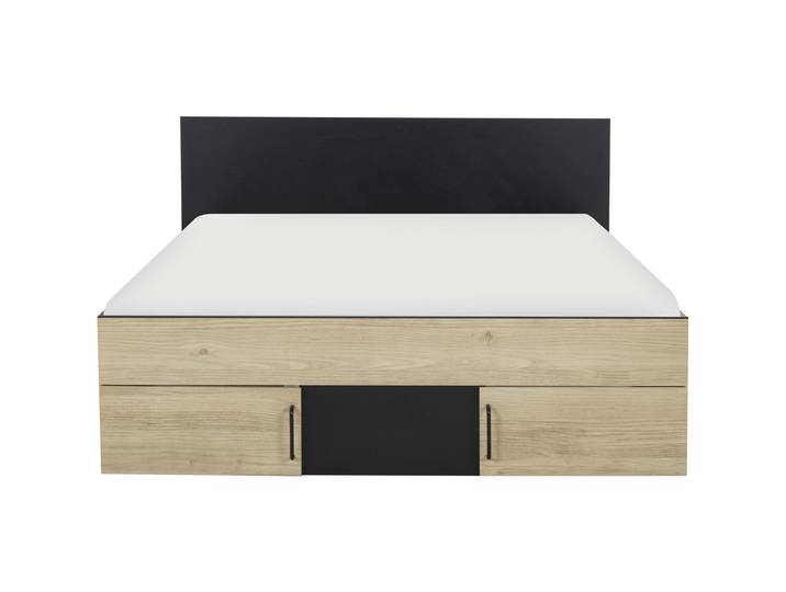 Kompaktbett Nadja Schwarz, Natur Holzwerkstoff 140 x 190 cm