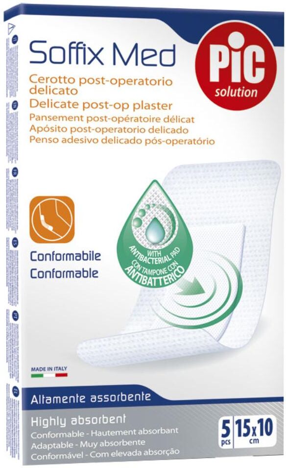 THERAS CONSUMER HEALTH Srl Pic Soffix Med Cerotto Post Operatorio Delicato 10x15cm 5 Pezzi