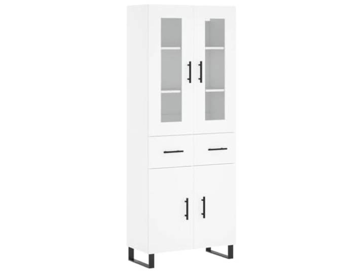 KGFHERENB Highboard Weiß 69,5x34x180 cm Schrank mit Glas Holzwerkstoff Eleganter Vital-Stauraum im Wohnzimmer: Kombischrank mit Glastür, 2-teilig aufbauend und stabilen Metallfüßen.