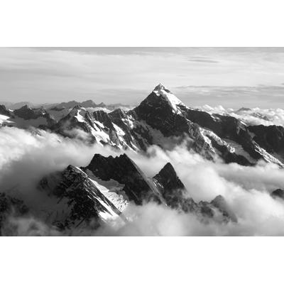 Fototapete PAPERMOON "Gebirge Schwarz & Weiß", schwarz (schwarz, weiß), B:4,5m L:2,8m, Vlies, Tapeten