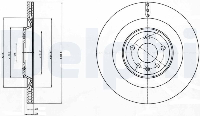 Delphi Bremsscheibe Bg4387c 356mm 22mm Für Audi