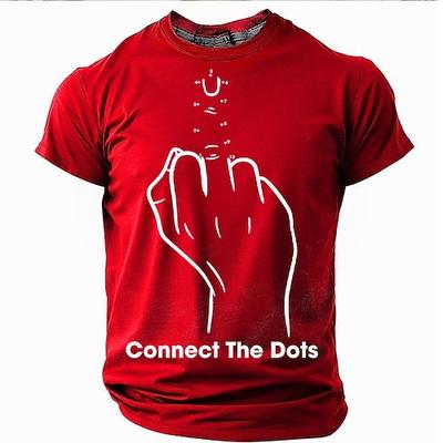 Männer's Lustiges Grafik T-Shirt Verbinde die Punkte Mittelfinger Design Sarkastisches Kurzarm Oberteil