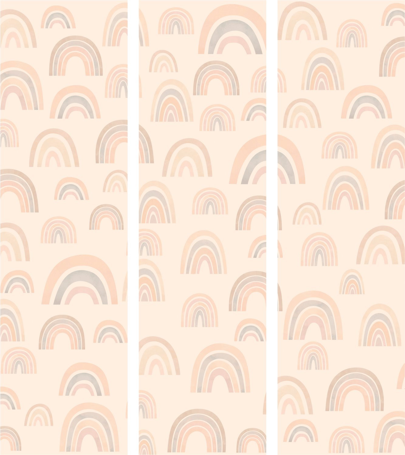 Japans Kamerscherm August Sky - 3-delig - Rainbows of Various Sizes in Muted Colors - Houten Frame - Roomdivider - H 172 cm x B 135 cm