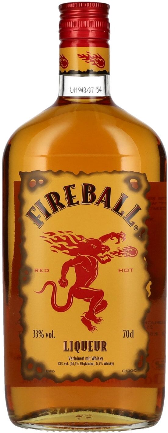 Fireball Cinnamon Whisky Fireball RED HOT Liqueur with Cinnamon & Whisky 33% Vol. 0,7l