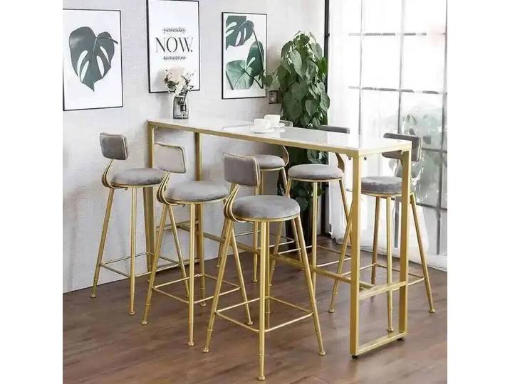 Fauteuil inclinable High Nordic, Chaise de bar design minimaliste en métal pour petit-déjeuner et événements, avec repose-pieds, Chaise moderne, Mobilier de luxe pour chambre