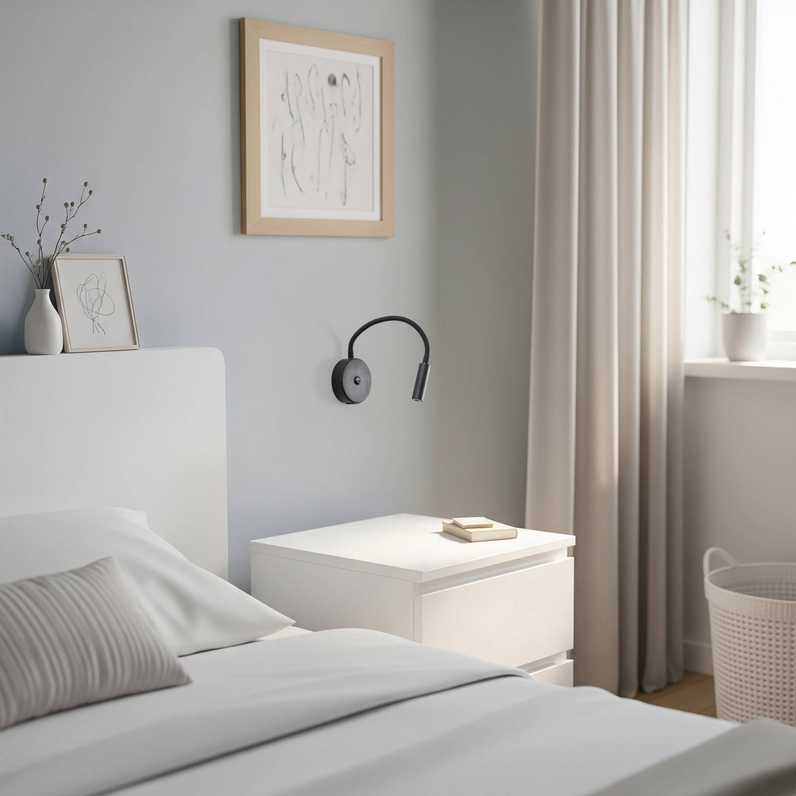 Wandlampe Lagos USB TK Lighting, schwarz, für Schlafzimmer, Metall, Modern, Wandleuchte, Wandlampe Innen