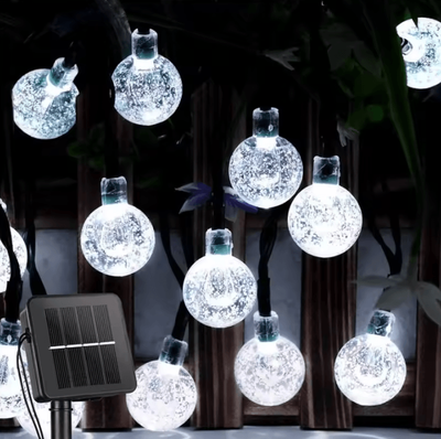 Inspire Curations Solar Crystal Globe String Lights With 8 Lighting Modes white 7m50leds