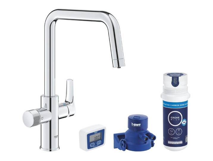 Grohe Küchenarmatur Blue Pure Start Starter Set mit Mini Aktivkohlefilter - Chrom
