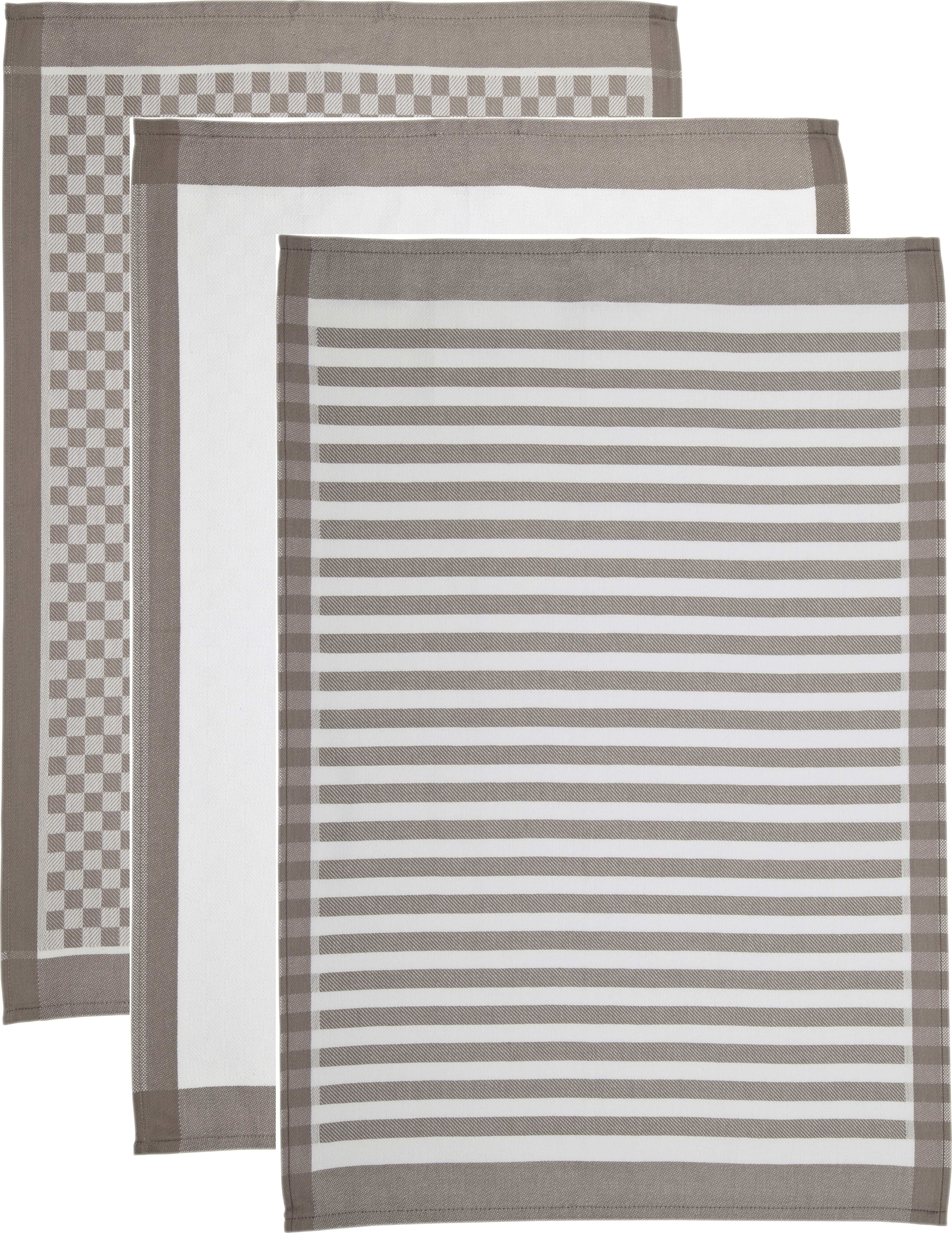 Geschirrtuch ROSS "SUPERIOR", grau (taupe, weiß), B:50cm H:0,5cm L:70cm, 100% Baumwolle, Geschirrtücher, Geschirrtuch