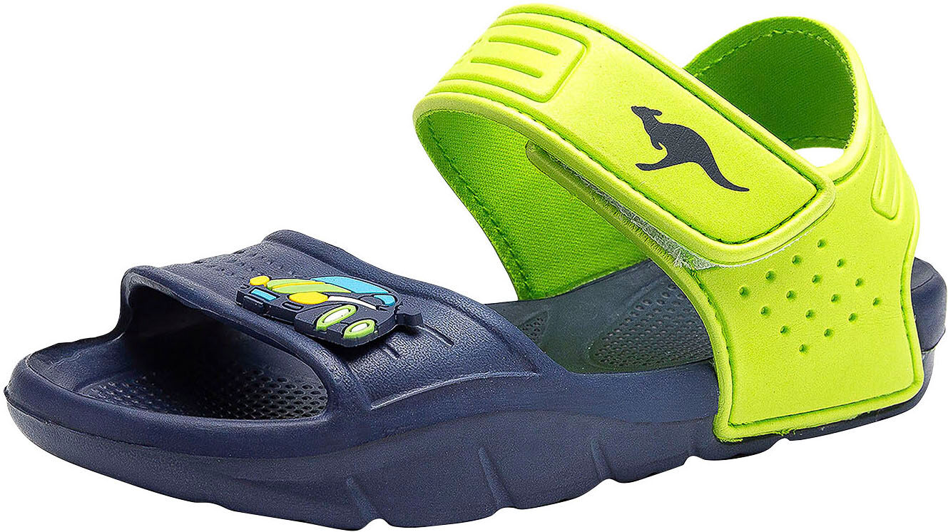 Sandale KANGAROOS "KangaSwim II", Mädchen, Gr. 28, blau (navy, lime), Synthetik, Schuhe Sandale navy, lime 28